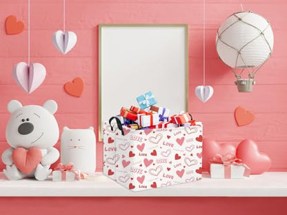Rectangular Valentines Gift Basket - Pink Love Room Decor - color: Pink Love
