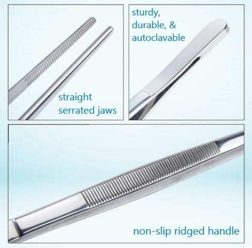 A2Z-Aquascaping Maintenance Tools Accessories,Anti-Rust Stainless Steel Tweezers Scissors Spatula for Aquarium Tank Clean, Fish Tank, Bonsai, Algae Scrapers (12" Serrated Tweezers - Straight) - size: 12" Serrated Tweezers - Straight