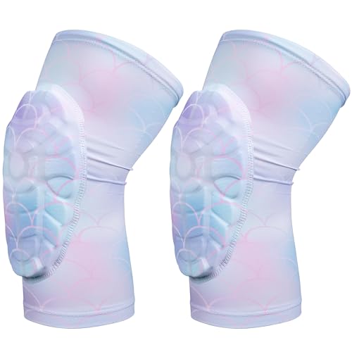 Knee Pads Football Compression Padded Leg Sleeve Knee Protection Pads For Basketball Baseball Volleyball Cycling Wrestling - Adult & Youth Size (F-Pink 1 Pair)
