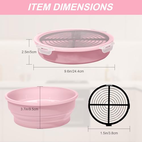 Collapsible Batter Bowl - Breading Bowl Shaker with Lid, Pink - color: Pink