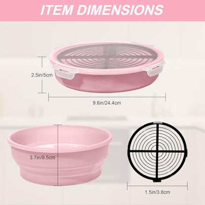 Collapsible Batter Bowl - Breading Bowl Shaker with Lid, Pink - color: Pink