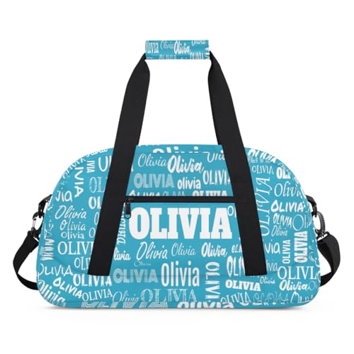 Personalized Dance Bag, Cheerleader Bag Gym Sport Duffel Bag Weekender Bags Travel Duffel Bag, Dark Turquoise Blue Solid Color - color: Color10