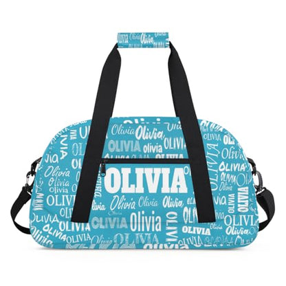 Personalized Dance Bag, Cheerleader Bag Gym Sport Duffel Bag Weekender Bags Travel Duffel Bag, Dark Turquoise Blue Solid Color - color: Color10