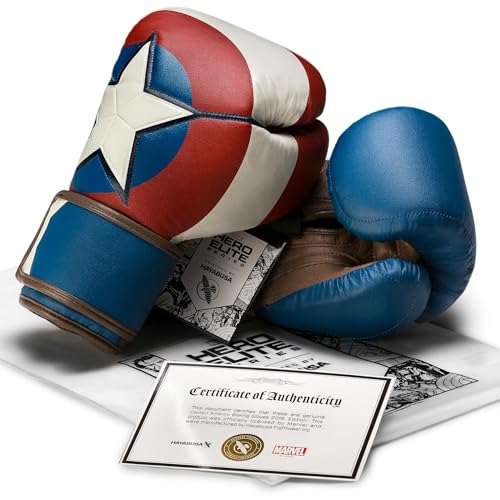 Hayabusa Marvel Hero Elite Boxing Gloves for Men and Women - color: Captain America, size: 12oz