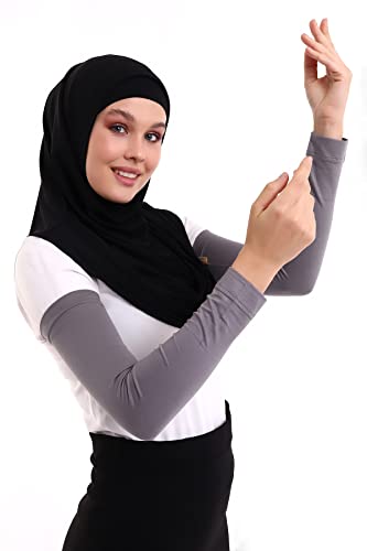 ihvan online, Women's Hijab Muslim Prayer Sleeve, Sleeves to Cover Arms for Women, Soft Stretchy Modest Hijab Arm Sleeves - color: Smoky