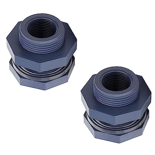 2 Pieces PVC Bulkhead Fitting 1Inch /1.5 inch Plastic Pipe Connector for rain Barrel Aquarium Bulkhead Tank Bulkhead Aquarium Bulkhead (1 inch) - size: 1 Inch