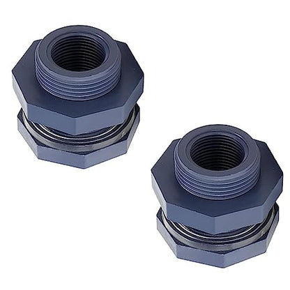 2 Pieces PVC Bulkhead Fitting 1Inch /1.5 inch Plastic Pipe Connector for rain Barrel Aquarium Bulkhead Tank Bulkhead Aquarium Bulkhead (1 inch) - size: 1 Inch
