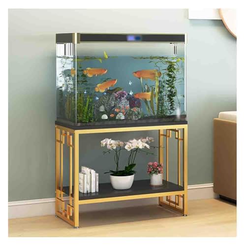 Metal Aquarium Stand, Heavy Duty 2-Tier Fish Tank Rack Shelf, Torage Rack Bracket for Fish Tank Accessories Storage, for Home Office (Gold b) - color: Gold, size: b