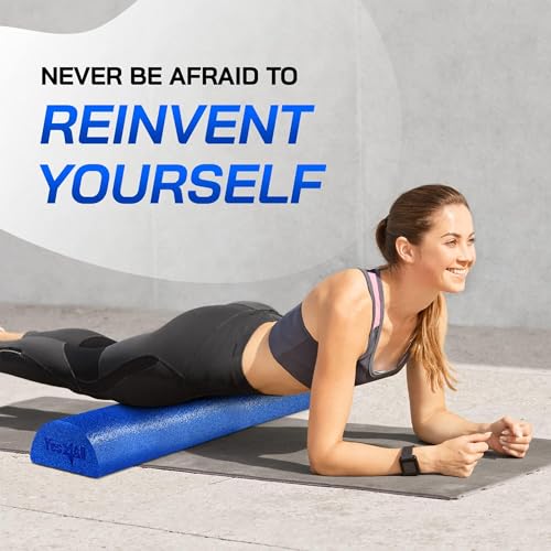 Yes4All Medium Firm Half Foam Rollers for Post-Workout Relaxation, 12/18/24/36 inch PE Foam Roll for Back Massage & Yoga Exercise - color: Half Blue, style: 36-inch