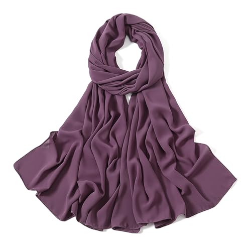 Heavy Not Easily See Through Long Chiffon Hijab Scarf for Women, Amazing Smooth Muslim Head Scarves - color: Mauve