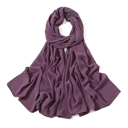 Heavy Not Easily See Through Long Chiffon Hijab Scarf for Women, Amazing Smooth Muslim Head Scarves - color: Mauve