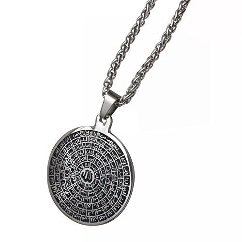 ZKDC Asma-ul-Husna 99 Names of ALLAH stainless steel 60 cm chain necklace for man women Islamic muslim jewelry