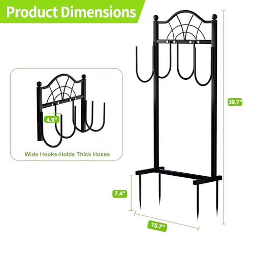 Hose Holder,100ft Capacity Garden Hose holder,Fence Style | Freestanding Water Hose Holder,Upgraded Garden Hose Reel With 4 Spikes,Portable and Mobile - style: Classic Fan Design