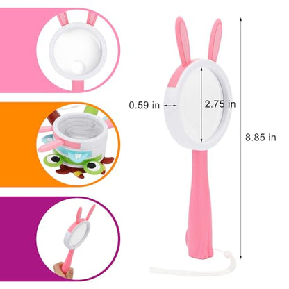 10X Kids Magnifying Glass Handheld Magnifier for Child (Bunny Style 1Pcs) | Bunny shape magnifier student exploring nature, scientific experiment Observing insect animal plant leaves explore reading - color: Bunny Style 1pcs