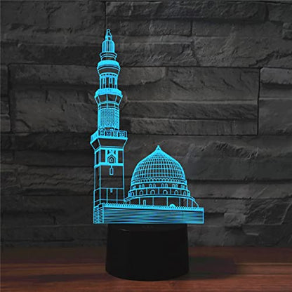 3D Night Light for Kids 3D Islamic Architecture Led Lamp with Remote Control 16 Color Changing Xmas Birthday Gift for Child