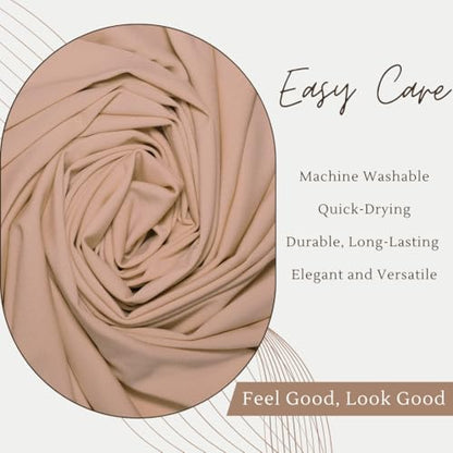 Premium Jersey Hijab Scarves -Turban Head Wraps for Women, Fashion Headbands Long Plain Muslim Shawls - color: Light Beige
