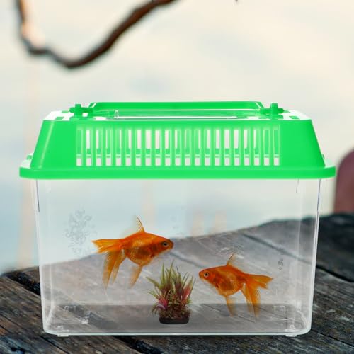Fish Bowl Fish Bowl Portable Fish Tank Turtle Tank Reptile Carrier Turtle Plastic Fish Mini Fish - Fish Aquarium Betta Fish Reptile - color: Green