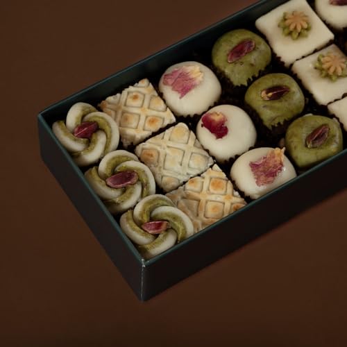 OMNIYA Delicacy Marzipan Lozina Box (1 LB, 25 Pieces) – Premium Mediterranean Marzipan Sweets with Pistachio & Rose – Gourmet Gift Box for Eid, Christmas, Weddings & Special Occasions