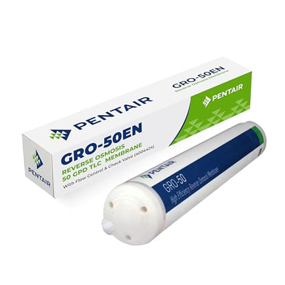 Pentair GRO-50EN RO Membrane Replacement Filter, 50 GPD | 1:1 RO Membrane Replacement Filter 50 GPD High Efficiency w/ Flow Control, Check Valve, Quick Connect Fittings 4004424 - size: 50 GPD w/ Flow Control