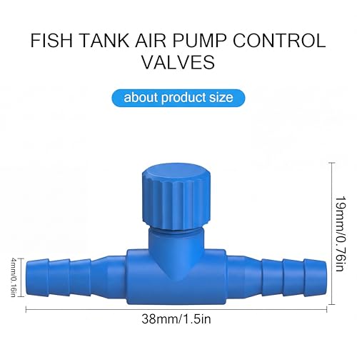 Honoson 30 Pieces Aquarium Air Control Valve T Shaped Air Pump Control Valves Single Way Plastic Flow Regulator for 4 mm Hose Line Tubing Connector(Blue) - color: Blue