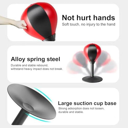 Desktop Punching Bag with Suction Cup, Upgraded Spring Desk Punching Rage Bag Stress Buster Boxing Ball Funny Stress Relief Gift Heavy Duty Stress Relief Ball for Kids