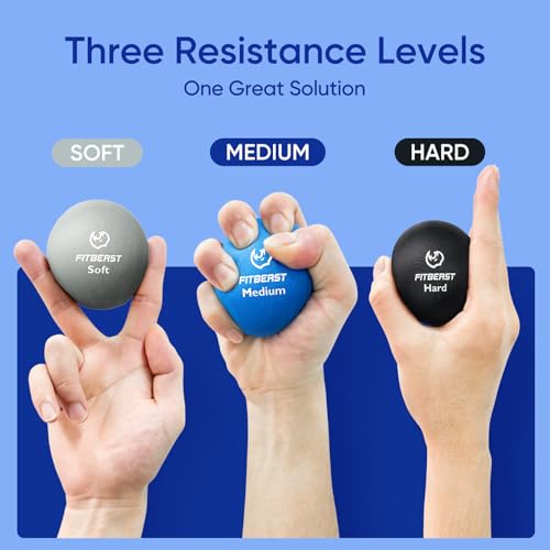 FitBeast Grip Strength Trainer – 6 Pieces Hand Therapy Kit with Finger Extension Exerciser & Stress Balls for Adults, Rehab & Strength Training – for Men, Women, and Seniors - color: 6-Piece Cool Tones