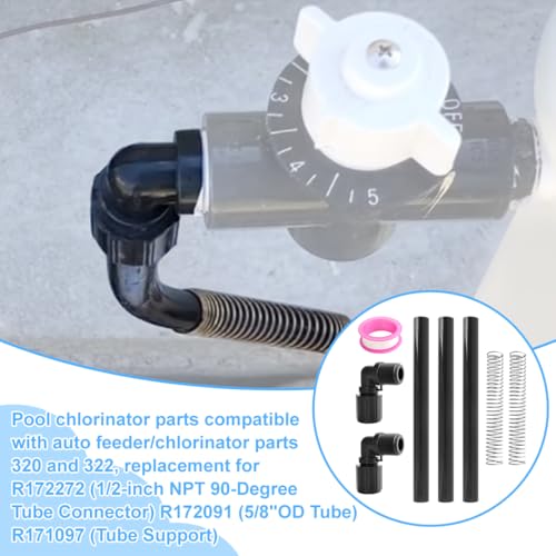 Chlorinator Parts for Rainbow Auto Feeder/Chlorinator Models 320 and 322 Includes R172272 (1/2-inch NPT 90-Degree Tube Connector) R172091 (5/8" OD Tube) R171097 (Tube Support)