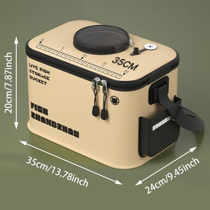 Foldable Fishing Bucket - Live Fish Container, Portable Fishing Bucket with Aeration Hole, Fish Transport Boxes for Outdoor Travel Hiking, Live Fish Container Box for Adult Outdoor Fishing - size: B