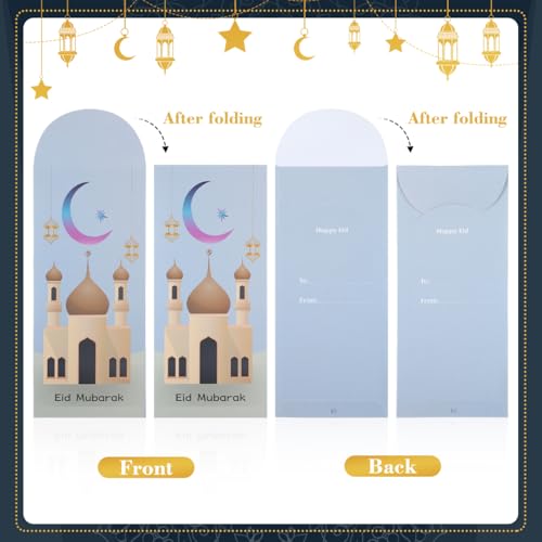 VALICLUD 36Pcs Eid Money Envelopes Ramadan Cards Gift Note Card Envelopes Small Cash Gift Money Bag for Eid Mubarak Celebration 7.08X3.14In
