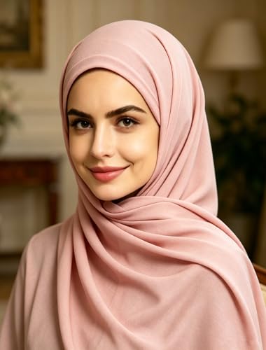 Lina & Lily Non-see-through Premium Jersey Maxi Hijab Head Scarf Wrap for Muslim Women - color: Light Pink