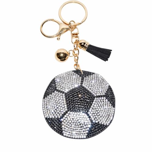 Popfizzy Rhinestone Accessories for Women - Car Keys Keychain Charm, Purse Charms - color: Soccer Ball (Gold)