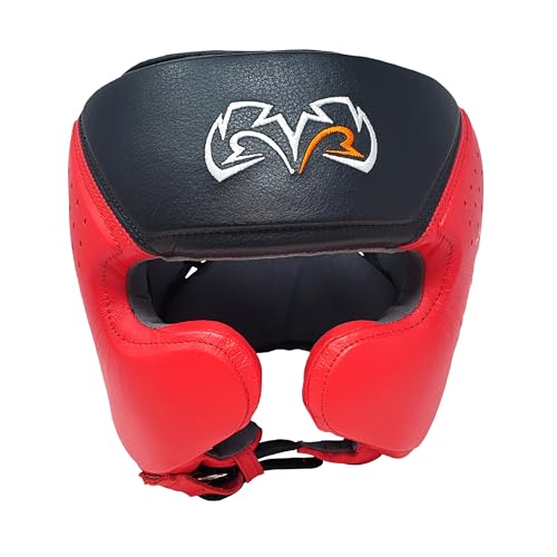 RIVAL Boxing RHG10 Intelli-Shock Headgear, D3O Front and Side Padding, Hook and Loop Back Adjustment with Lace on Top, and Anatomical Rear Head Pad Every Time - color: Black/Red, size: Medium