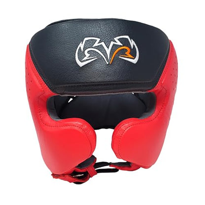 RIVAL Boxing RHG10 Intelli-Shock Headgear, D3O Front and Side Padding, Hook and Loop Back Adjustment with Lace on Top, and Anatomical Rear Head Pad Every Time - color: Black/Red, size: Medium