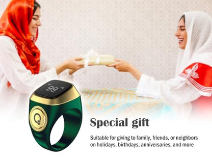 Anlising Smart Ring Counter, Smart Tasbih Zikr Ring, Muslim Islamic Prayer Smart Rings, Tasbih Counter Smart Ring, Tasbeeh Smart Counter, Digital Electronic Smart Tally Counter for Prayer(Green, 20MM)