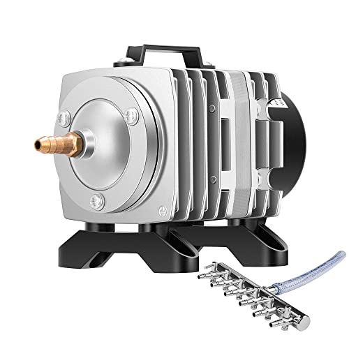 VIVOSUN 634GPH Aquarium Air Pump Commercial Air Pump with Aluminum Housing | 6 Outlet 25W 25L/min, Fish Tank Bubbler Pond Aerator for Aquariums, Ponds, Hydroponics - size: 7"×4"-634