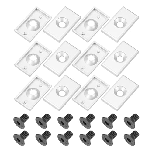 MECCANIXITY 12 Pcs 2035 T-Slot 6.5mm Hole Dia Aluminum Extrusion End Cap 35x20mm Silver for Fish Tank Rack, Storage Rack with Push-in Fastener - color: Silver, size: 35x20mm,6.5mm Dia
