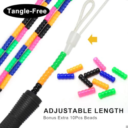Coolrunner 16 FT Long Jump Rope(1 PACK), Double Dutch Jump Ropes, Soft Beaded Skipping for Kids Adults, Plastic Segmented Long Enough for 4-5 Jumpers - color: Black