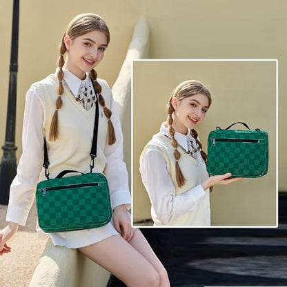 Bible Cover Case for Women Large Bible Cover for Girls Bible Study Supplies Accessories with Handle and Shoulder Strap | Durable - color: Dark Green