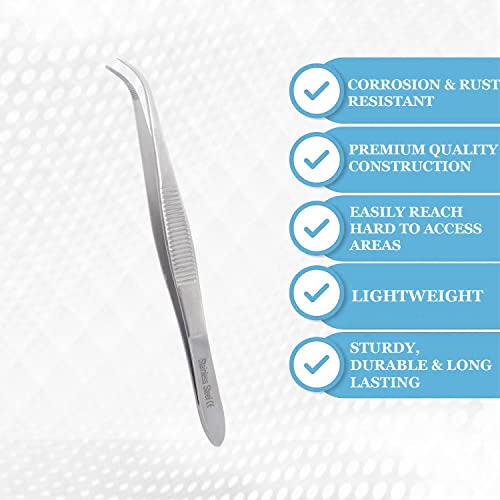 Lab Tweezers High Precision Forceps, Fine Strong Curved Point Tweezers, Stainless Steel (4.5 Inch) - size: 4.5 Inch
