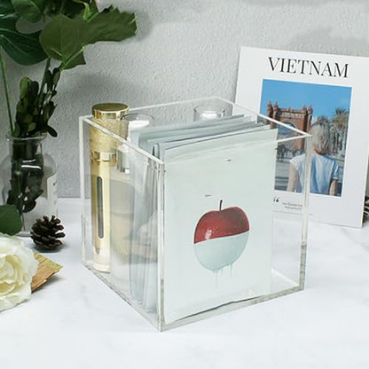Acrylic Box Clear Display Boxes with Lids Acrylic Square Cube Decorative Boxes Jewelry Storage Box for Birthday Party - size: 5.9 x 5.9 x 5.9 Inch