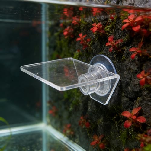 Kichvoe Aquarium Floating Shelf: Fish Tank Acrylic Ledge Plants Holder with Suction Cup - 4x3.2x2in Transparent Ledge for Aquarium Coral Aquatic Plants Moss - size: 10.00X8.00X5.00CM