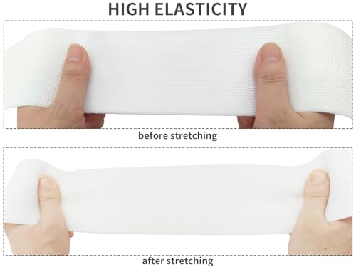 White Knit Elastic Band for Sewing 3 inch 5 Yards Double-Side Twill Woven Elastic Heavy Stretch Elastic Spool for Clothes Pants Waistband, Wigs, Skirts, Craft DIY Projects - color: White