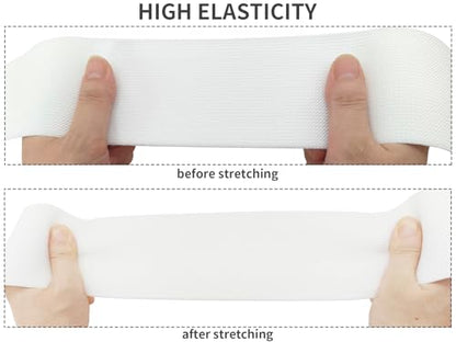 White Knit Elastic Band for Sewing 3 inch 5 Yards Double-Side Twill Woven Elastic Heavy Stretch Elastic Spool for Clothes Pants Waistband, Wigs, Skirts, Craft DIY Projects - color: White