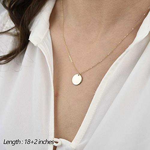 Turandoss Dainty Layered Choker Necklace, Handmade Y Pendant Necklace Multilayer Bar Disc Necklace Adjustable Layering Choker Necklaces for Women - style: 3PCS - Chain&Disc&Hammered Disc