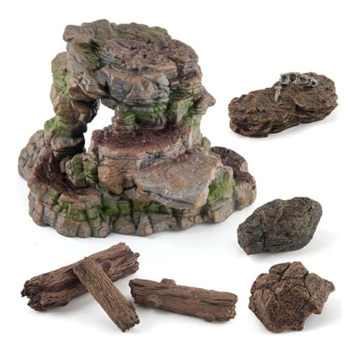 Log Ornament Fish for Tank Decoration Stump Aquarium Hideout for Betta Turtles(Medium)