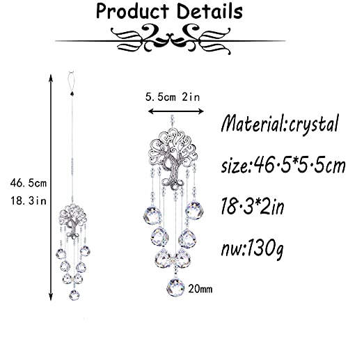 H&D HYALINE & DORA Garden Hanging Crystal Suncatchers Rainbow Makers with Crystal Ball Prisms and Metal Tree of Life for Garden Outdoor Home Kids Room Window - color: Clear Crystal Ball-long Chain