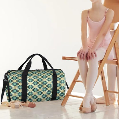 Islamic Ethnic Theme Sport Duffel Bag with Shoes Compartment Overnight Weekender Travel Bag Tote Gym Luggage Organizer Duffel Bags for Women Men