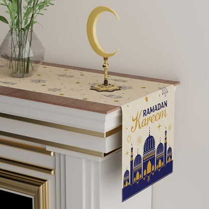 XCHI Castle Ramadan Kareem Table Runner Table Decoration for Party Home Kitchen Dining Holiday Decor 13x36 Inch - size: Table Runner 13x36 Inch