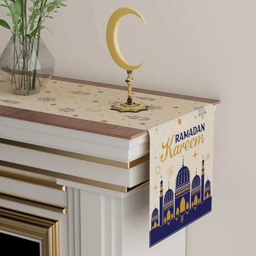 XCHI Castle Ramadan Kareem Table Runner Table Decoration for Party Home Kitchen Dining Holiday Decor 13x120 Inch - size: Table Runner 13x120 Inch