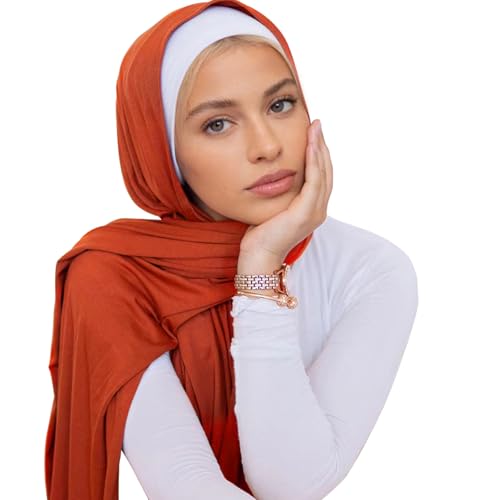 Modal silk scarf for Women Long Scarf for African Hair Wraps Stretch Head Wrap Scarves Fashion Long Scarf Shawls - color: Orange-soft Cotton Muslim, size: 27x67inch